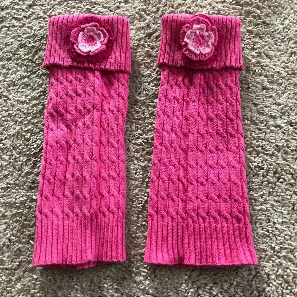 Hanna Andersson Leg Warmers‎ Girls Small Pink Crochet Flower